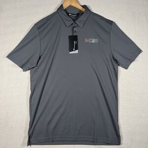 Travis Mathew Polo Shirt Mens Large Grey Golf Stretch Performance Comfort Logo